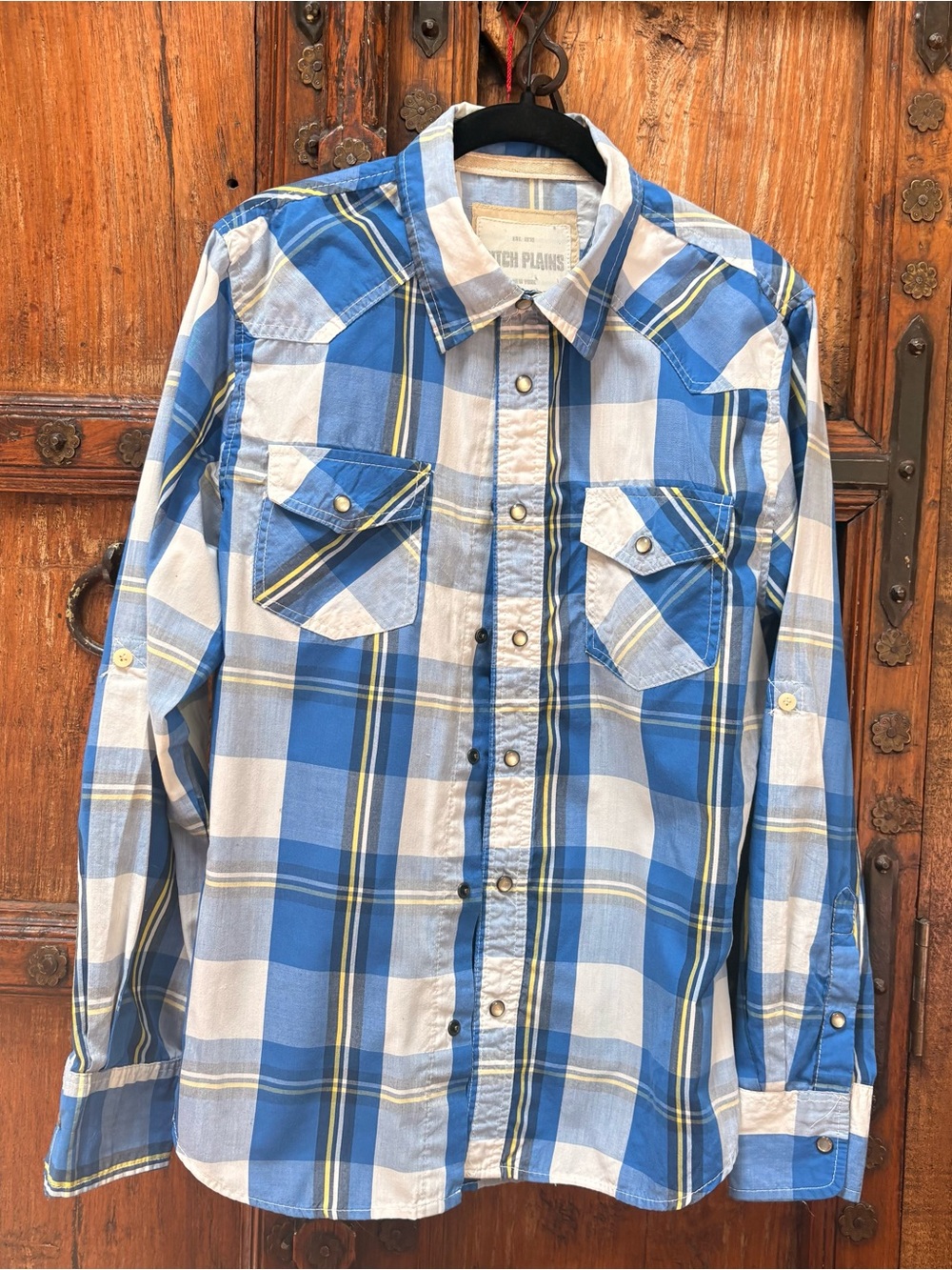 Ditch Plains Blue Plaid
Western Snap Shirt - Men's
Sz M EUC